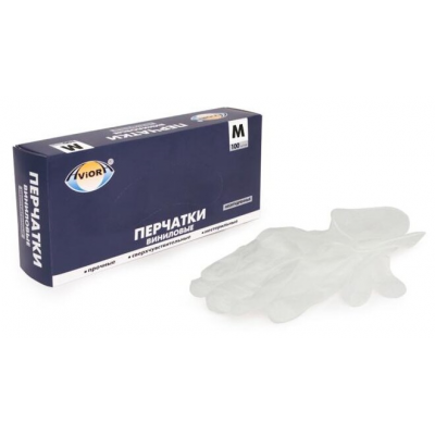 Перчатки виниловые Aviora, размер М, 50 пар, прозрачные Перчатки виниловые Aviora, размер М, 50 пар, прозрачные