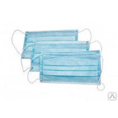 Маска медицинская трехслойная на резинках 50шт Маска медицинская трехслойная на резинках 50шт