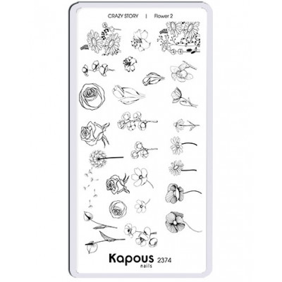 2374 Пластина для стемпинга Flower 2 «Crazy story», , шт 2374 Пластина для стемпинга Flower 2 «Crazy story», , шт