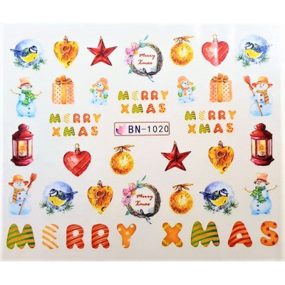 Наклейки для ногтей Новогоднее чудо BN1020 Наклейки для ногтей Новогоднее чудо BN1020