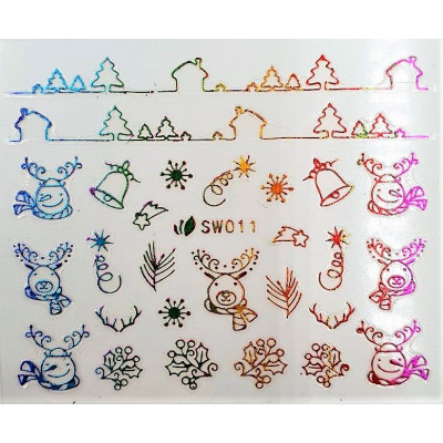 Наклейки для ногтей Новогоднее чудо SW011 Наклейки для ногтей Новогоднее чудо SW011