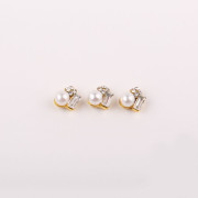 №09 Стразы E.Co Nails объёмные с золото, жемчужина (3шт)