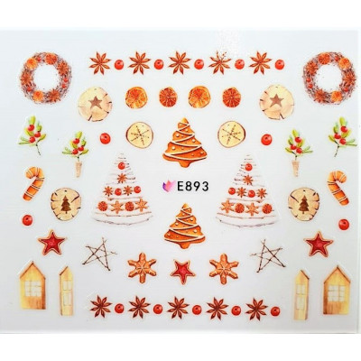 Наклейки для ногтей Новогоднее чудо E893 Наклейки для ногтей Новогоднее чудо E893