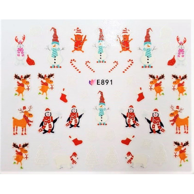 Наклейки для ногтей Новогоднее чудо E891 Наклейки для ногтей Новогоднее чудо E891