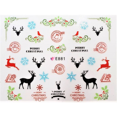 Наклейки для ногтей Новогоднее чудо E881 Наклейки для ногтей Новогоднее чудо E881