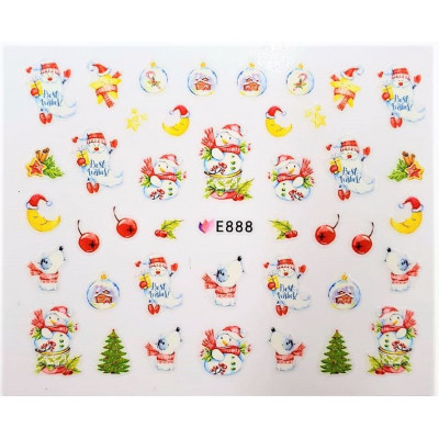 Наклейки для ногтей Новогоднее чудо E888 Наклейки для ногтей Новогоднее чудо E888