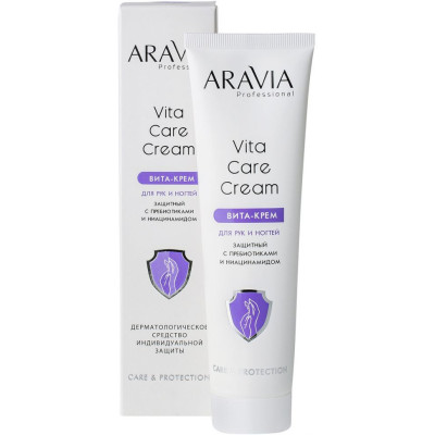Вита-крем для рук и ногтей защитный с пребиотиками и ниацинамидом ARAVIA Professional 100мл Вита-крем для рук и ногтей защитный с пребиотиками и ниацинамидом ARAVIA Professional 100мл