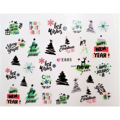 Наклейки для ногтей Новогоднее чудо E885 Наклейки для ногтей Новогоднее чудо E885