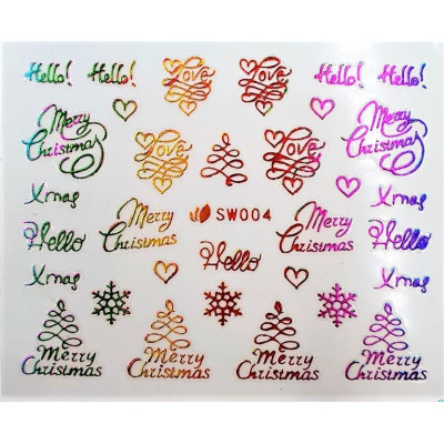 Наклейки для ногтей Новогоднее чудо SW004 Наклейки для ногтей Новогоднее чудо SW004