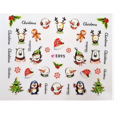 Наклейки для ногтей Новогоднее чудо E895 Наклейки для ногтей Новогоднее чудо E895