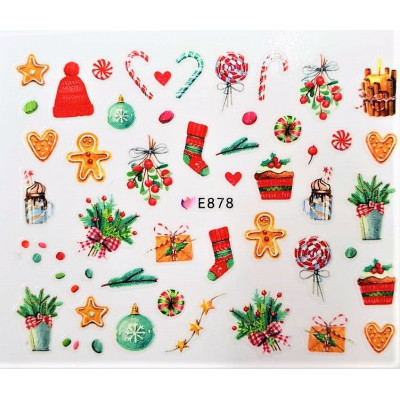 Наклейки для ногтей Новогоднее чудо E878 Наклейки для ногтей Новогоднее чудо E878