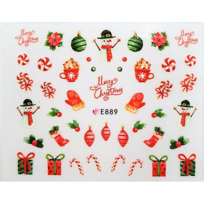 Наклейки для ногтей Новогоднее чудо E889 Наклейки для ногтей Новогоднее чудо E889