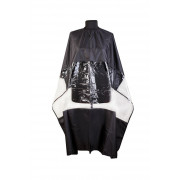 Пеньюар черный из матовой ткани с вставкой из прозрачной пленки, на резинке, на крючках MP119r DEA