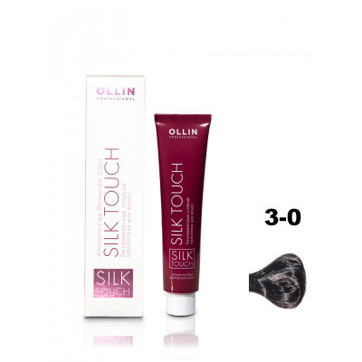 OLLIN SILK TOUCH 3/0 темный шатен 60мл Безаммиачный стойкий краситель для волос OLLIN SILK TOUCH 3/0 темный шатен 60мл Безаммиачный стойкий краситель для волос