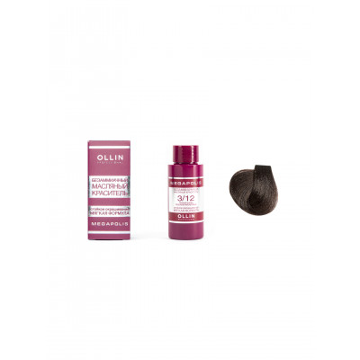 OLLIN MEGAPOLIS_ 3/12 темный шатен пепельно-фиолетовый 50мл Безаммиачный масляный краситель для воло OLLIN MEGAPOLIS_ 3/12 темный шатен пепельно-фиолетовый 50мл Безаммиачный масляный краситель для воло