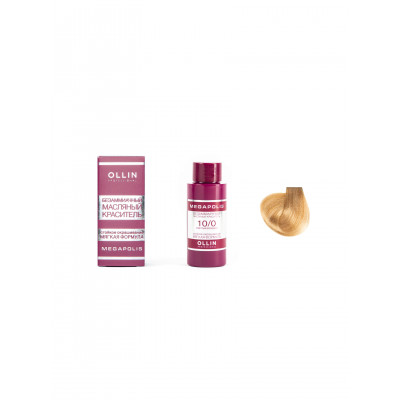 OLLIN MEGAPOLIS_ 10/0 светлый блондин 50мл Безаммиачный масляный краситель для волос OLLIN MEGAPOLIS_ 10/0 светлый блондин 50мл Безаммиачный масляный краситель для волос