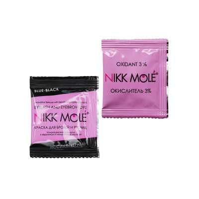 Nikk Mole краска+окислитель (саше), иссиня-черная Nikk Mole краска+окислитель (саше), иссиня-черная