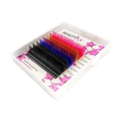 Ресницы Beautyfly цветные 8 линий (отдельные длины), D 0,07 12mm Ресницы Beautyfly цветные 8 линий (отдельные длины), D 0,07 12mm