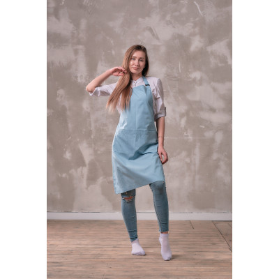 Фартук мастера и парикмахера Медея голубой Фартук мастера и парикмахера Медея голубой