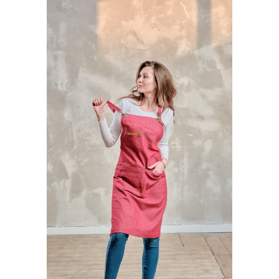 Фартук мастера и парикмахера джинс на люверсах - красный Фартук мастера и парикмахера джинс на люверсах - красный