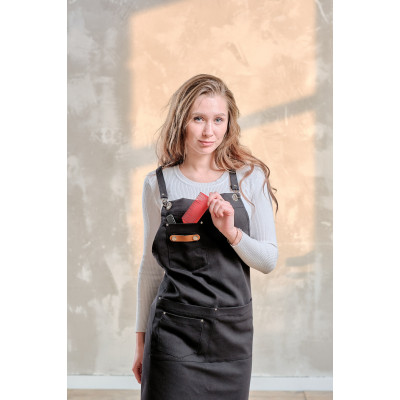 Фартук джинс на люверсах - черный Фартук джинс на люверсах - черный