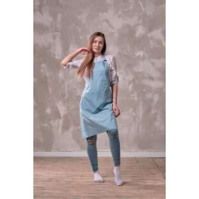 Фартук мастера и парикмахера Медея голубой Фартук мастера и парикмахера Медея голубой