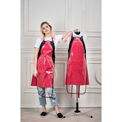 Фартук мастера и парикмахера Медея с защитной накидкой красный Фартук мастера и парикмахера Медея с защитной накидкой красный