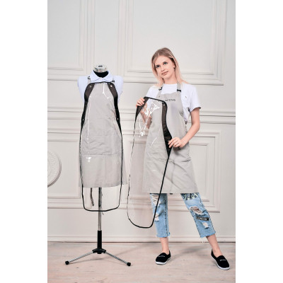 Фартук мастера и парикмахера Медея с защитной накидкой серый Фартук мастера и парикмахера Медея с защитной накидкой серый