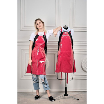 Фартук мастера и парикмахера Медея с защитной накидкой красный Фартук мастера и парикмахера Медея с защитной накидкой красный