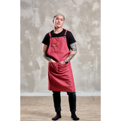 Фартук мастера и парикмахера джинс на люверсах - красный Фартук мастера и парикмахера джинс на люверсах - красный